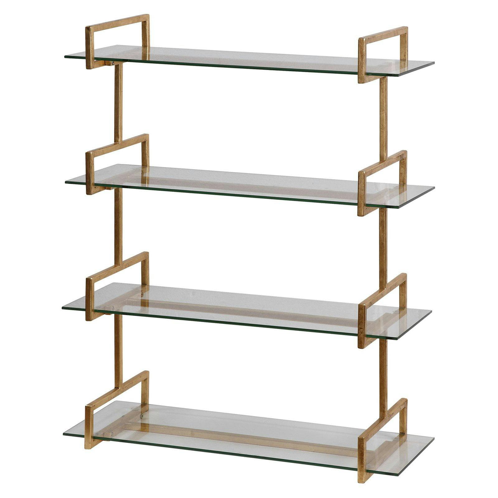 Auley Industrial Gold Floating Wall Shelf, 31.5"
