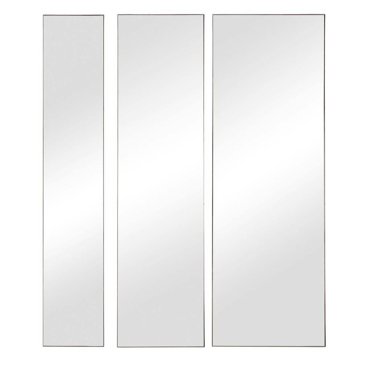 Contemporary Gold Leaf and Silver Metal Profile Mirror Set