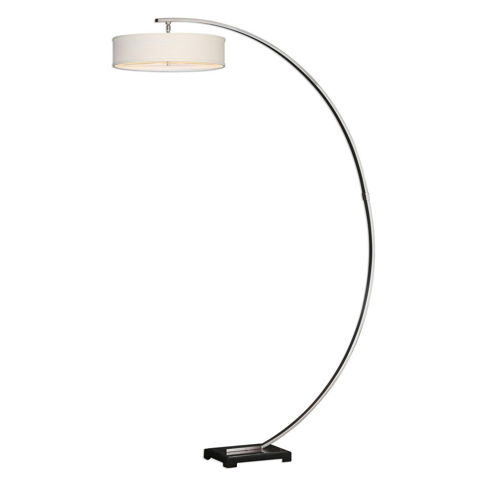 Arcadia Extreme Arc 2-Light Floor Lamp in Brushed Nickel with Matte Black Base