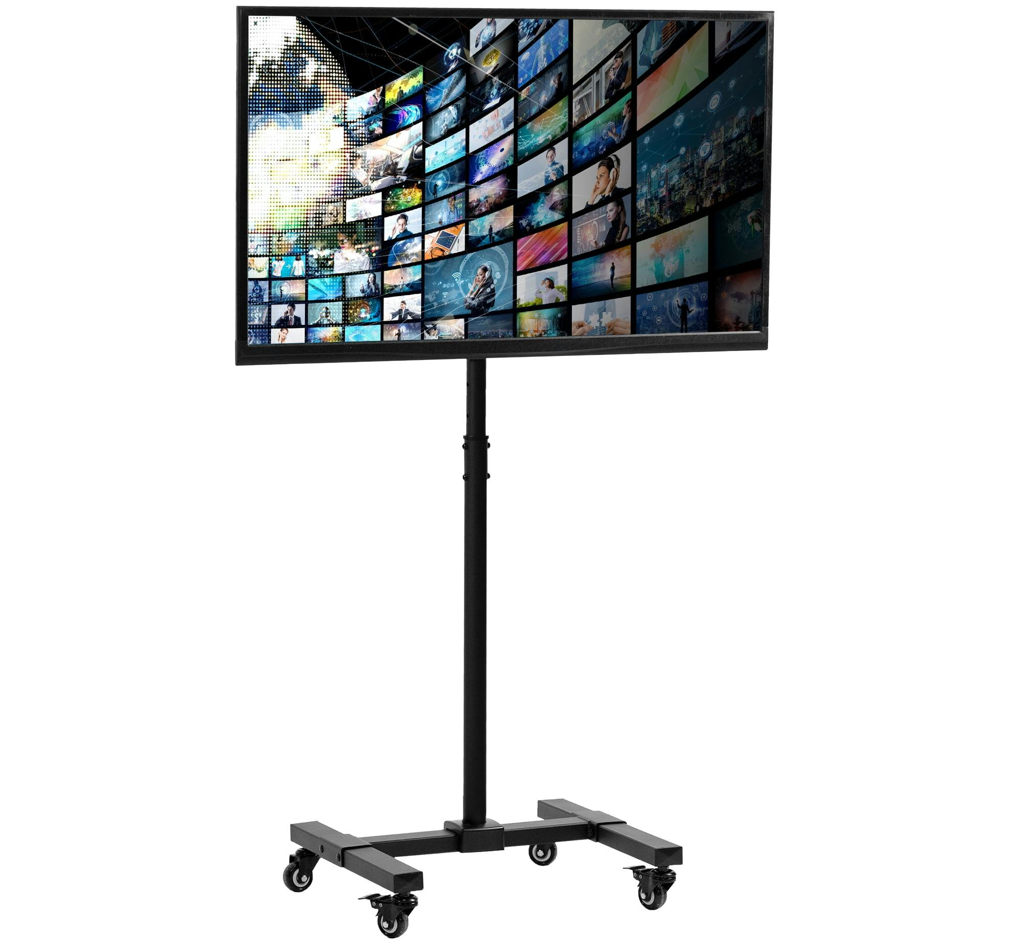 Adjustable Black Mobile TV Cart with Locking Wheels for 13''-50'' Screens