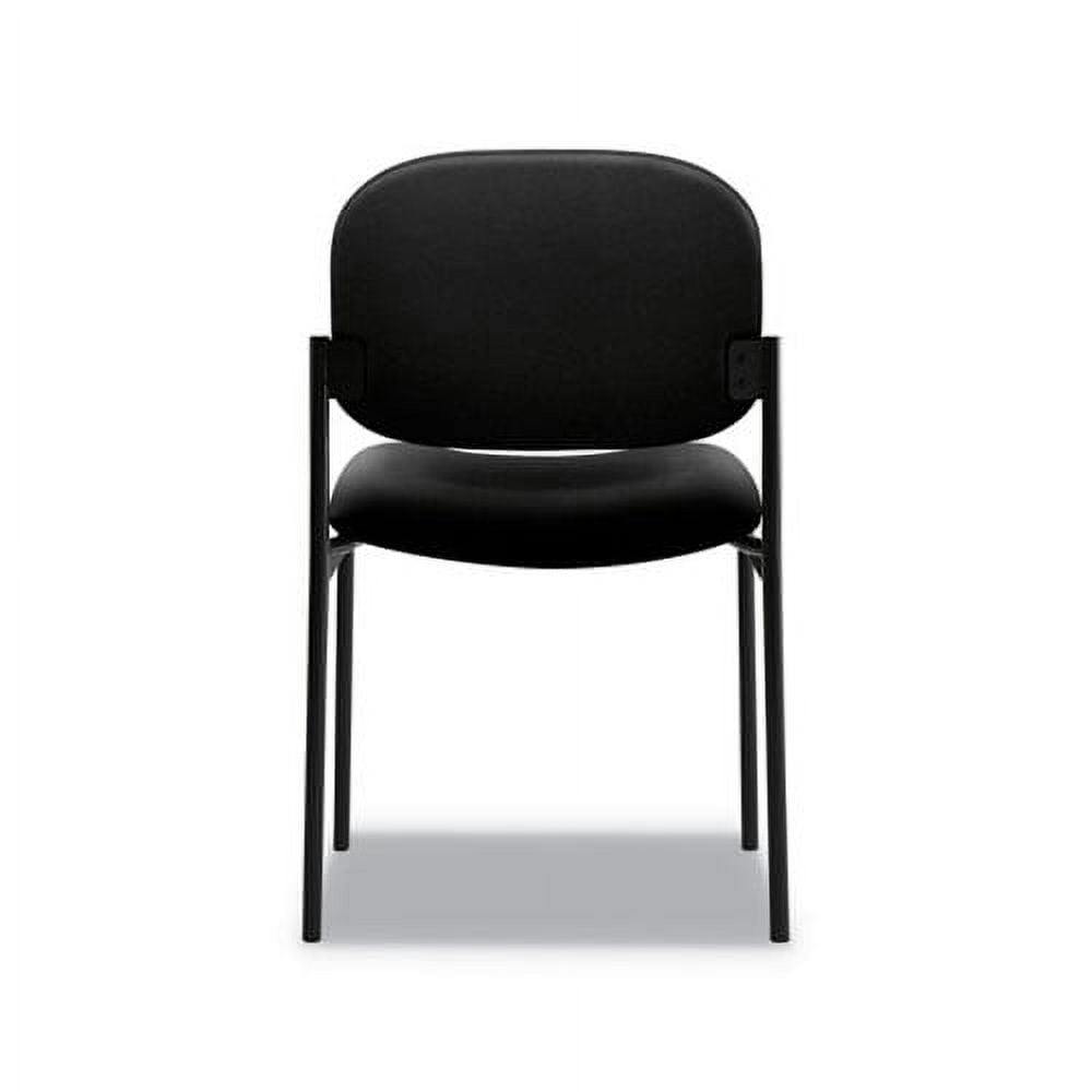 Contemporary Black Fabric and Metal Stacking Guest Chair