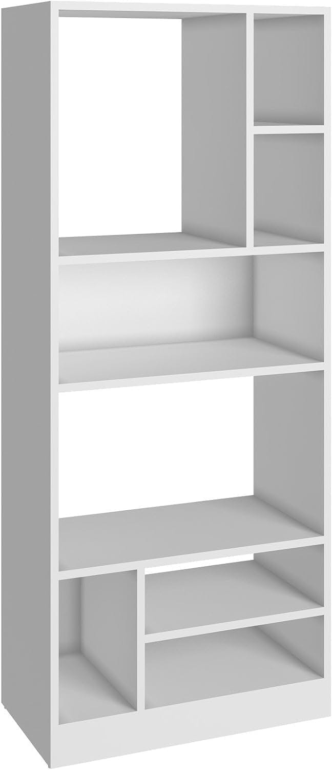 Valenca Modern White Wood 8-Shelf Bookcase 23"x54"