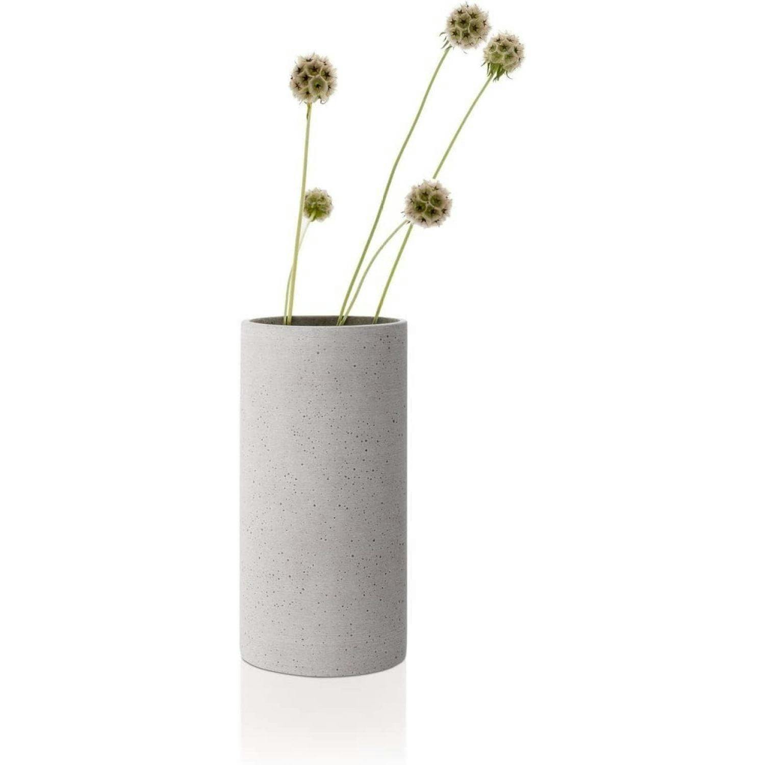 Minimalist Light Grey Polystone Table Vase with Non-Slip Base
