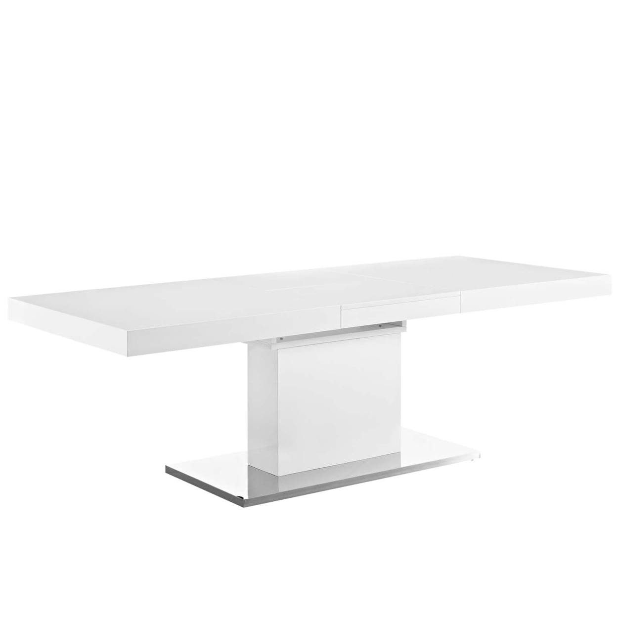 Contemporary Vector Extendable Dining Table in White Silver