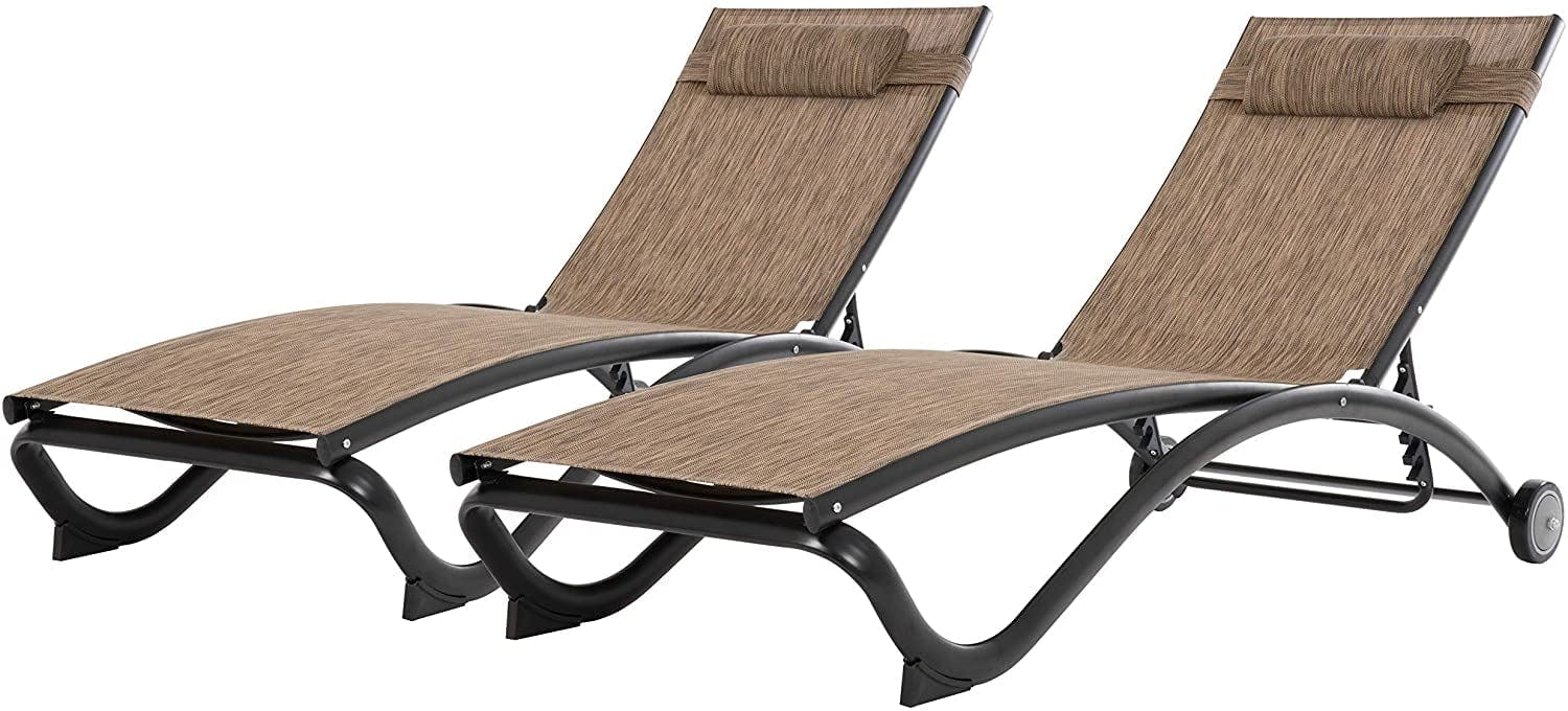 Glendale Granite Adjustable Outdoor Chaise Lounger with Cushions