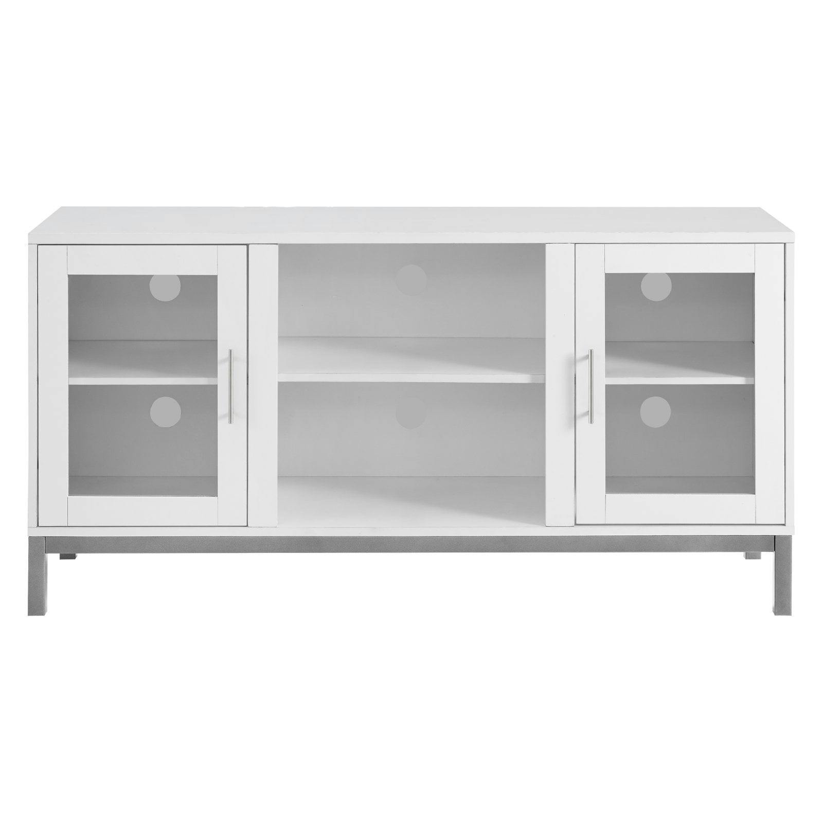 Modern 52" White Wood TV Console with Metal Accents