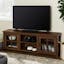 Farmhouse Gray Wood TV Stand with Cabinet and Glass Doors, 70"