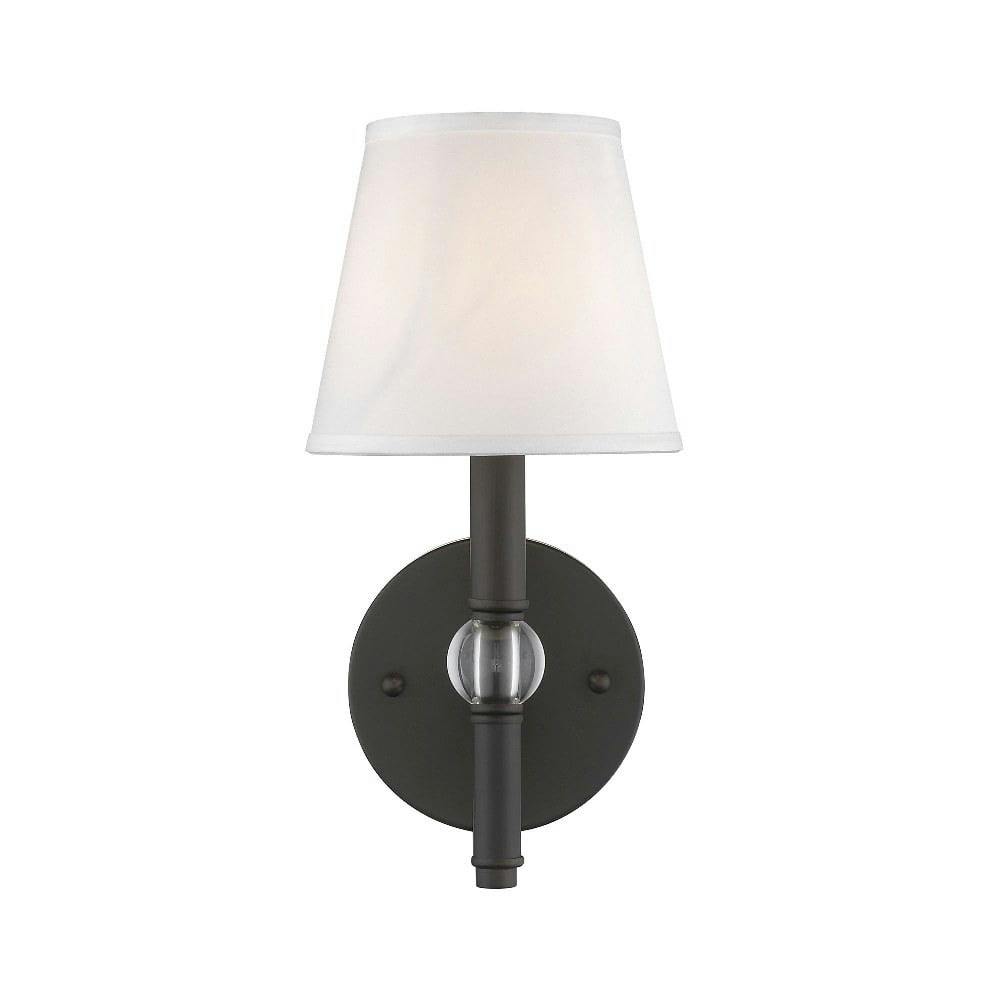 Waverly Transitional 6" Bronze Wall Sconce with Classic White Shade