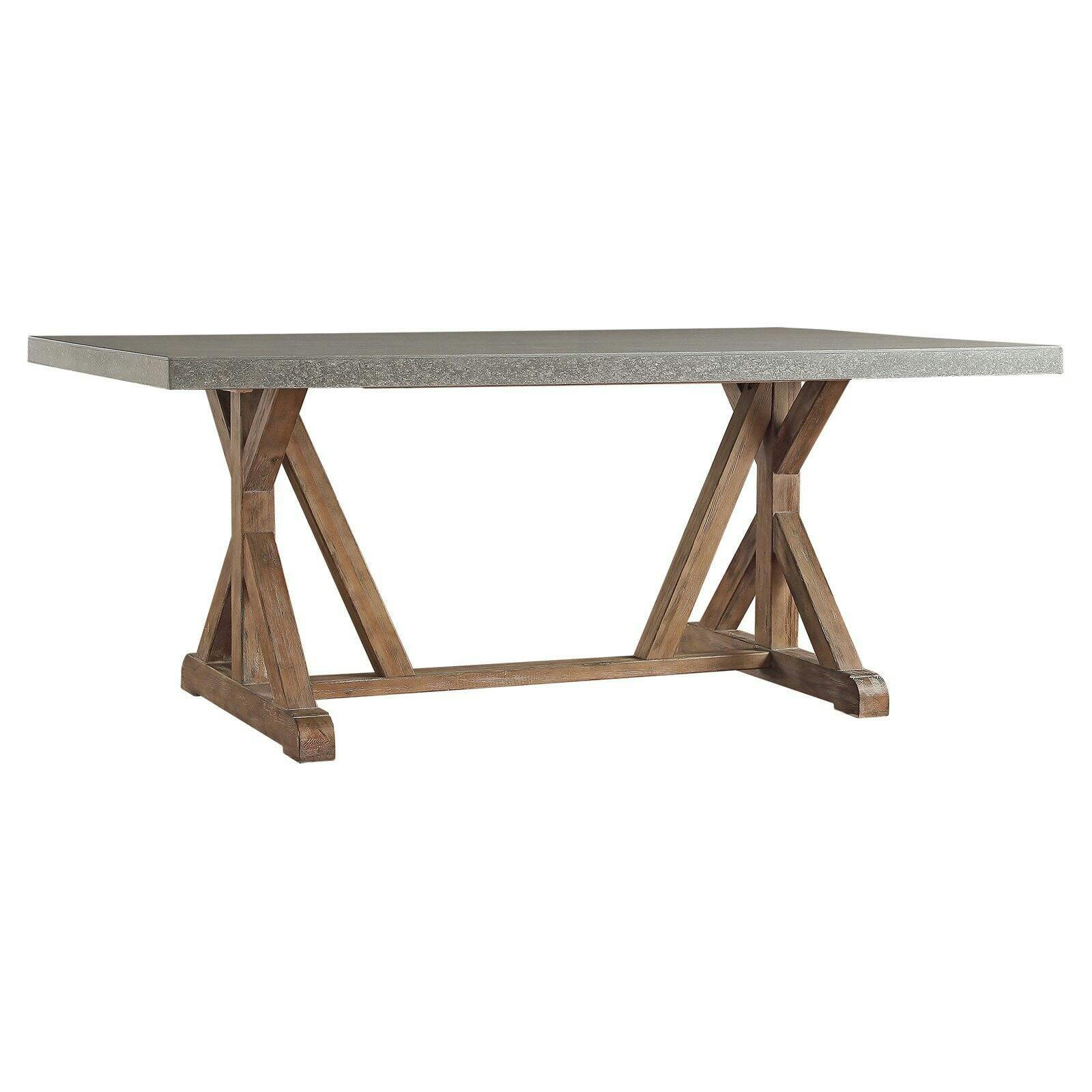 Rustic Reclaimed Wood Dining Table with Concrete Top, Seats 6