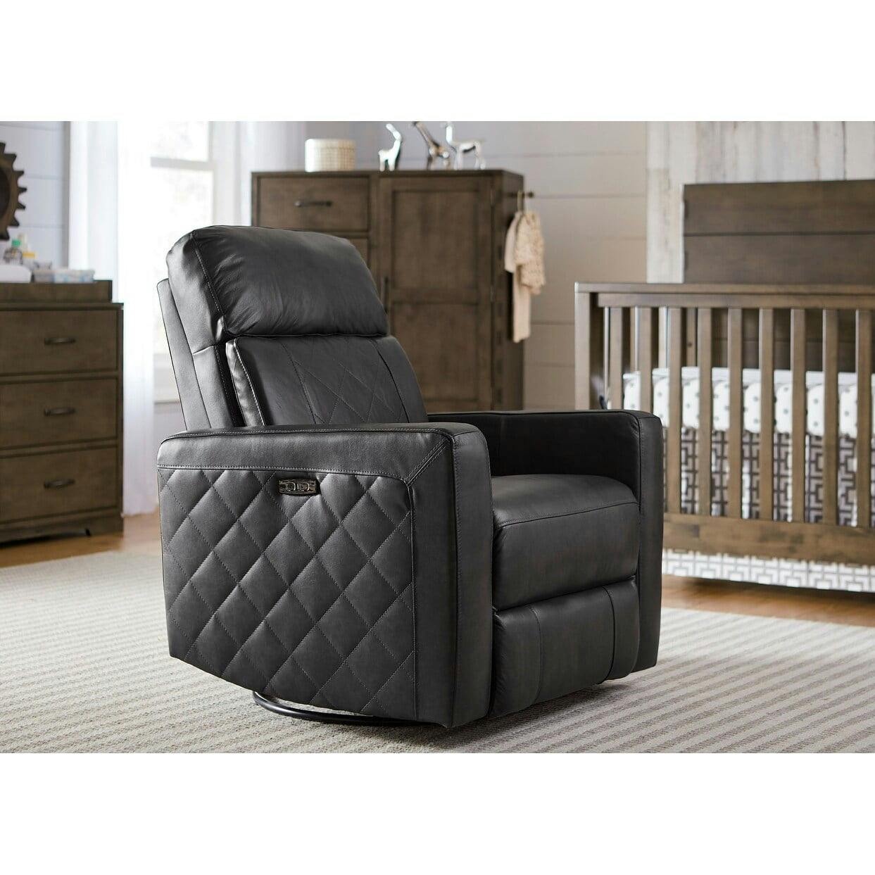 Soho Oxford Gray Leather Swivel Recliner with USB Charger