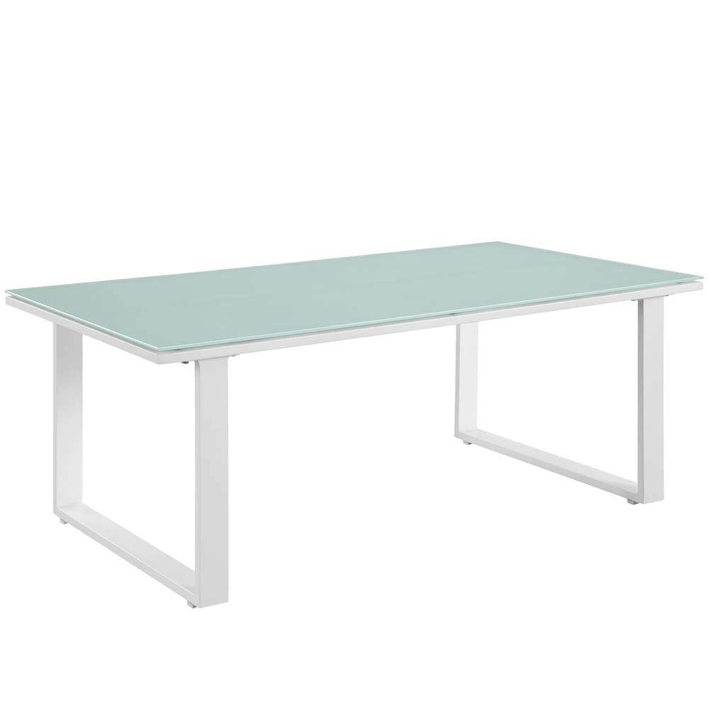 Modern White Fortuna Aluminum Outdoor Patio Coffee Table