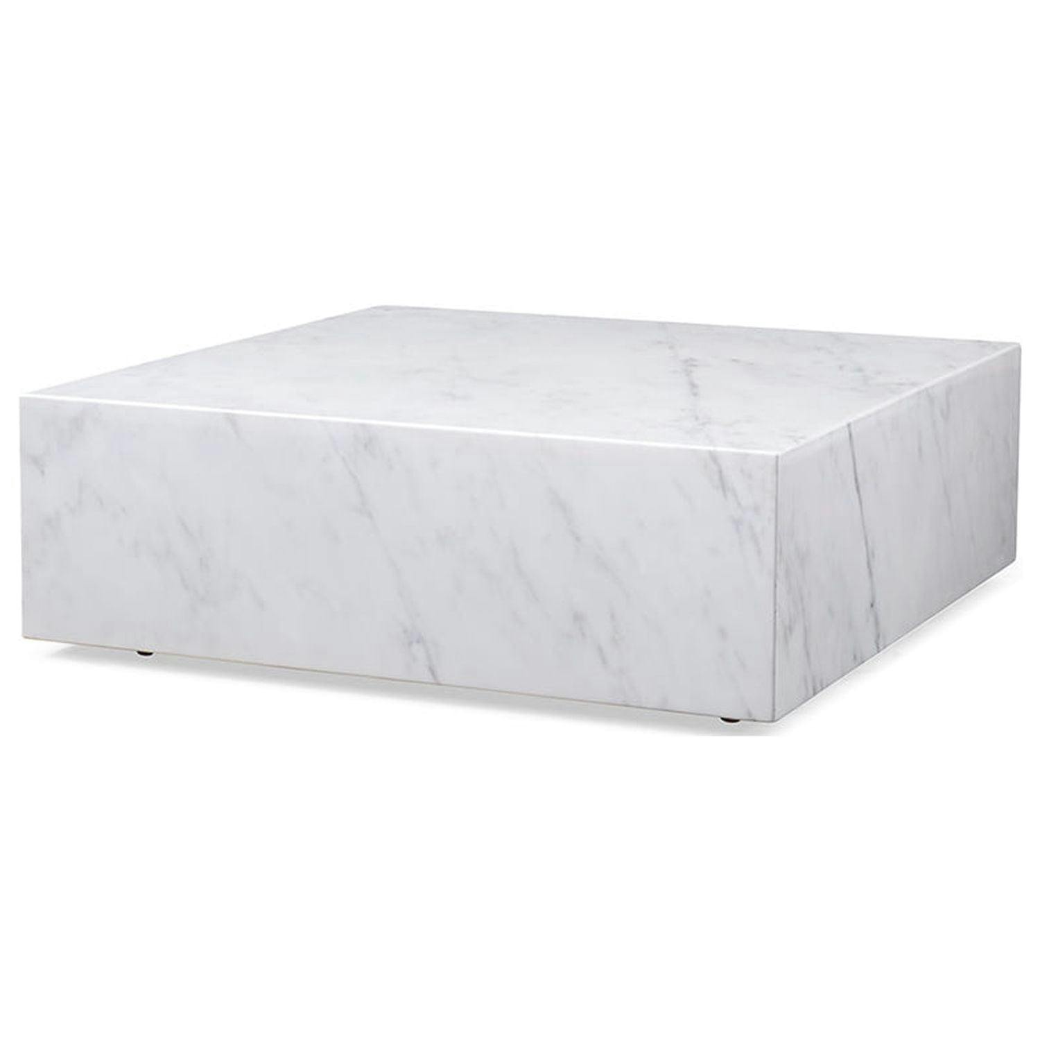 Modern Square White Marble Coffee Table with Storage Casters
