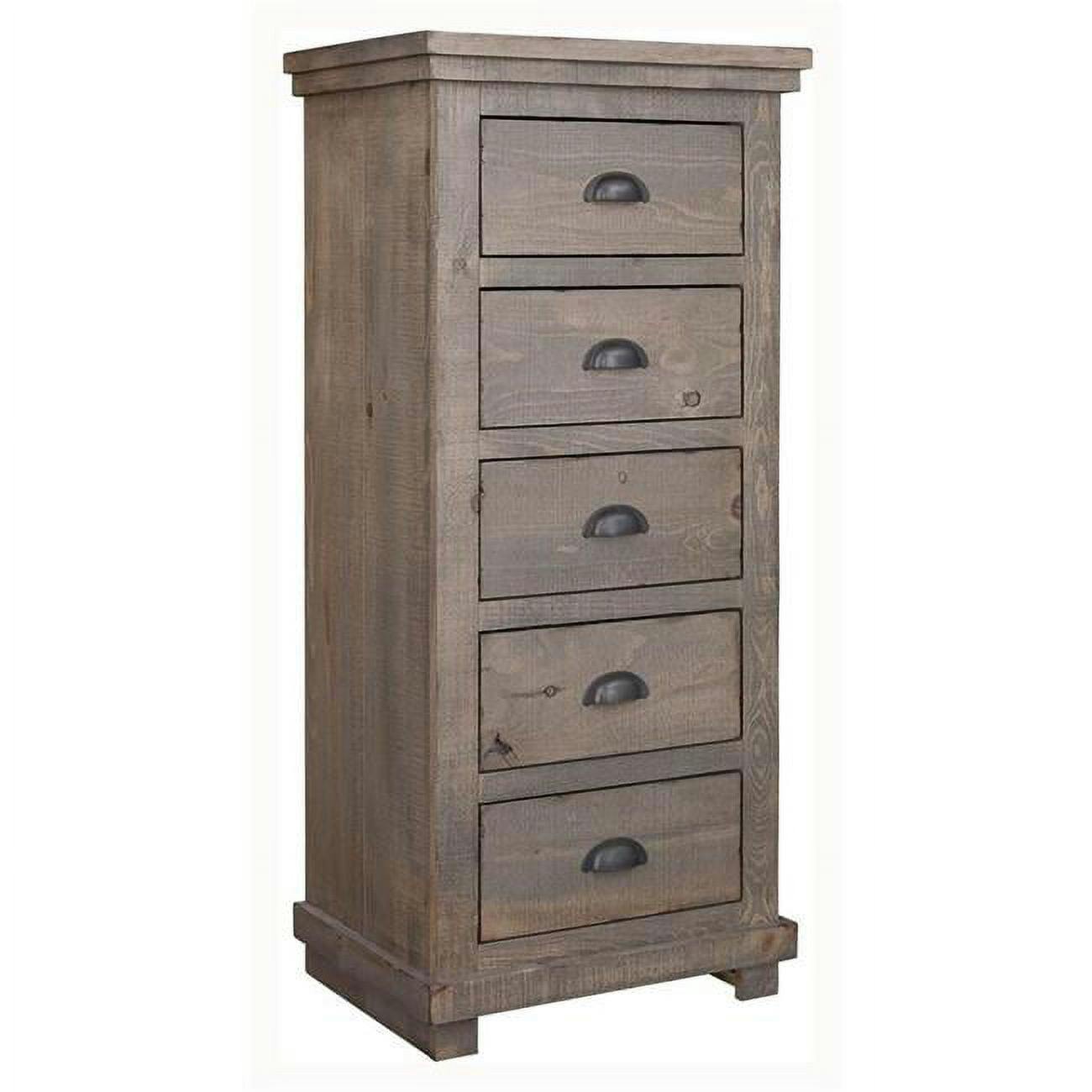 Weathered Gray 5-Drawer Transitional Farmhouse Lingerie Chest