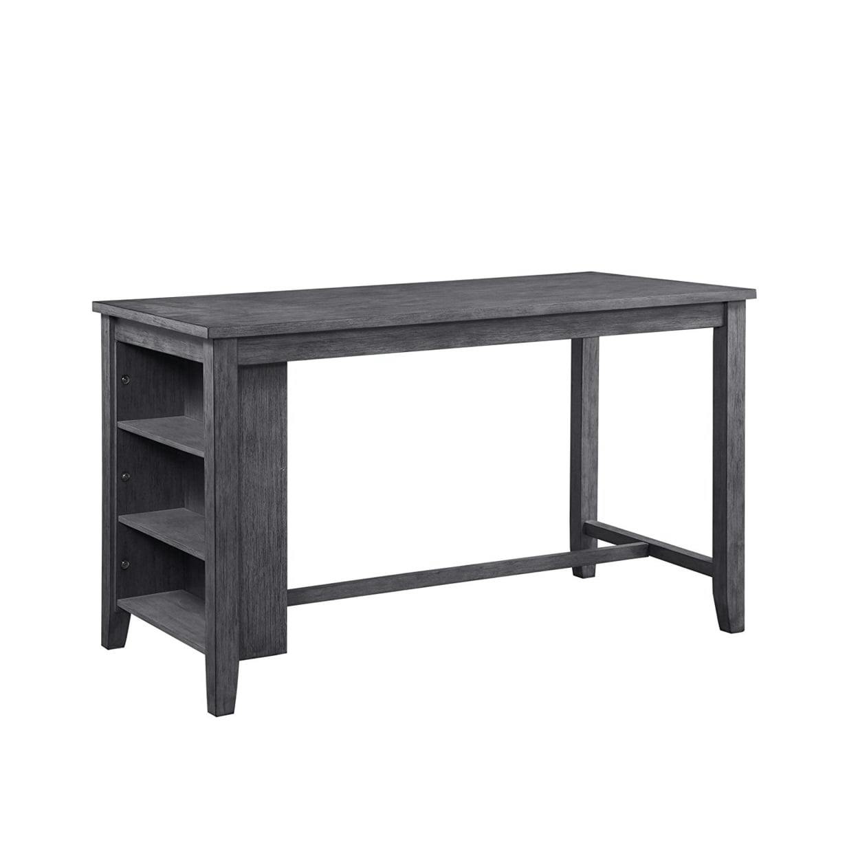 Transitional Gray Solid Hardwood Counter Height Dining Table with Storage