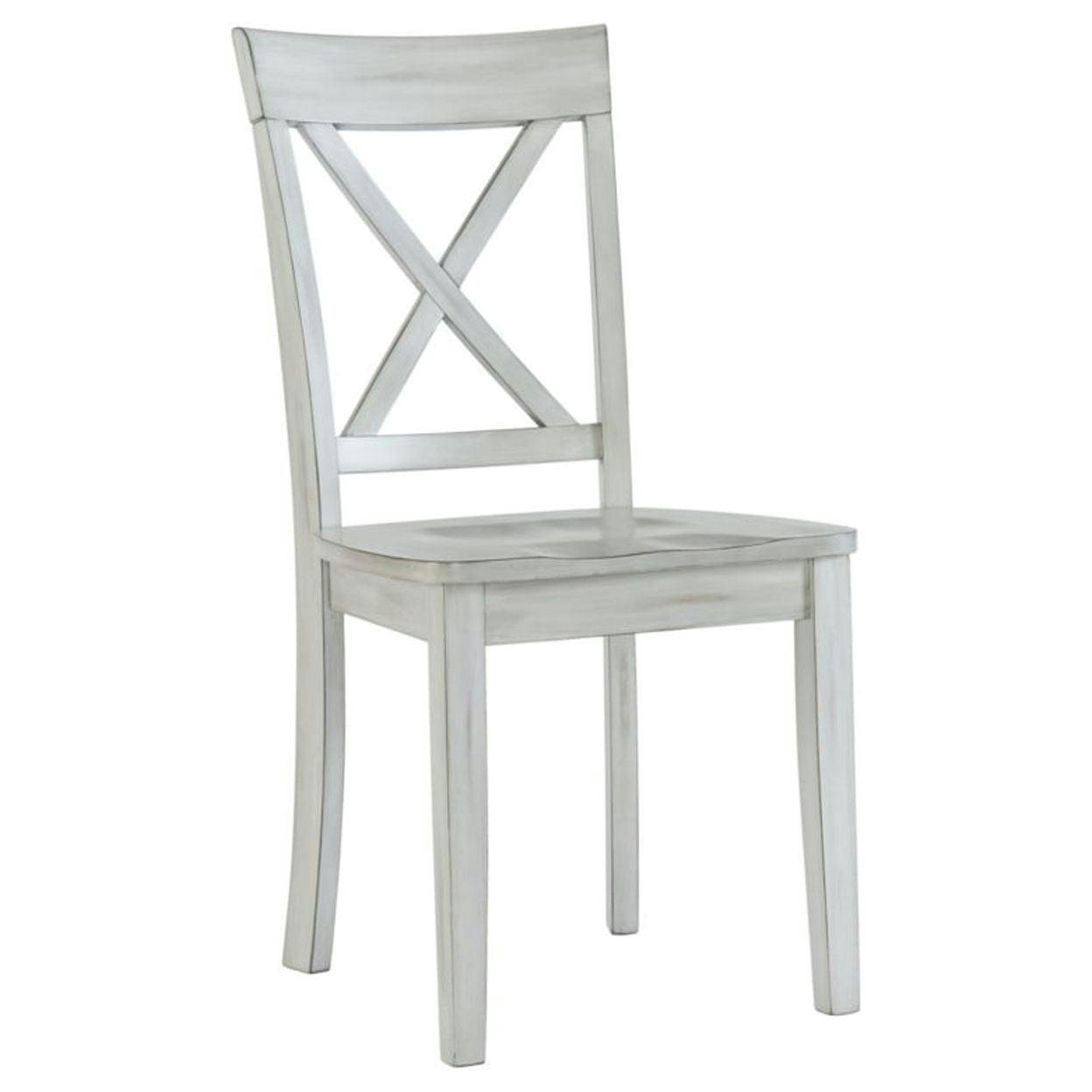 Farmhouse White Wooden Cross-Back Side Chair, Set of 2