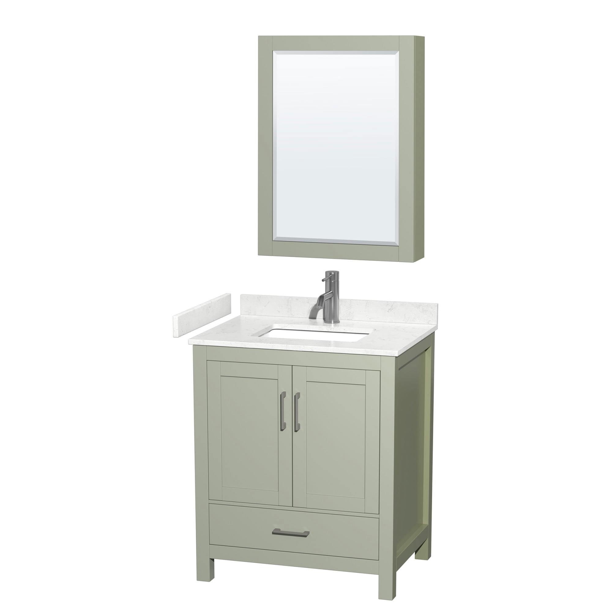 Sheffield 30'' Light Green Vanity with Carrara Marble Top