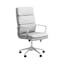 Ximena White Leather and Chrome High-Back Office Desk Chair