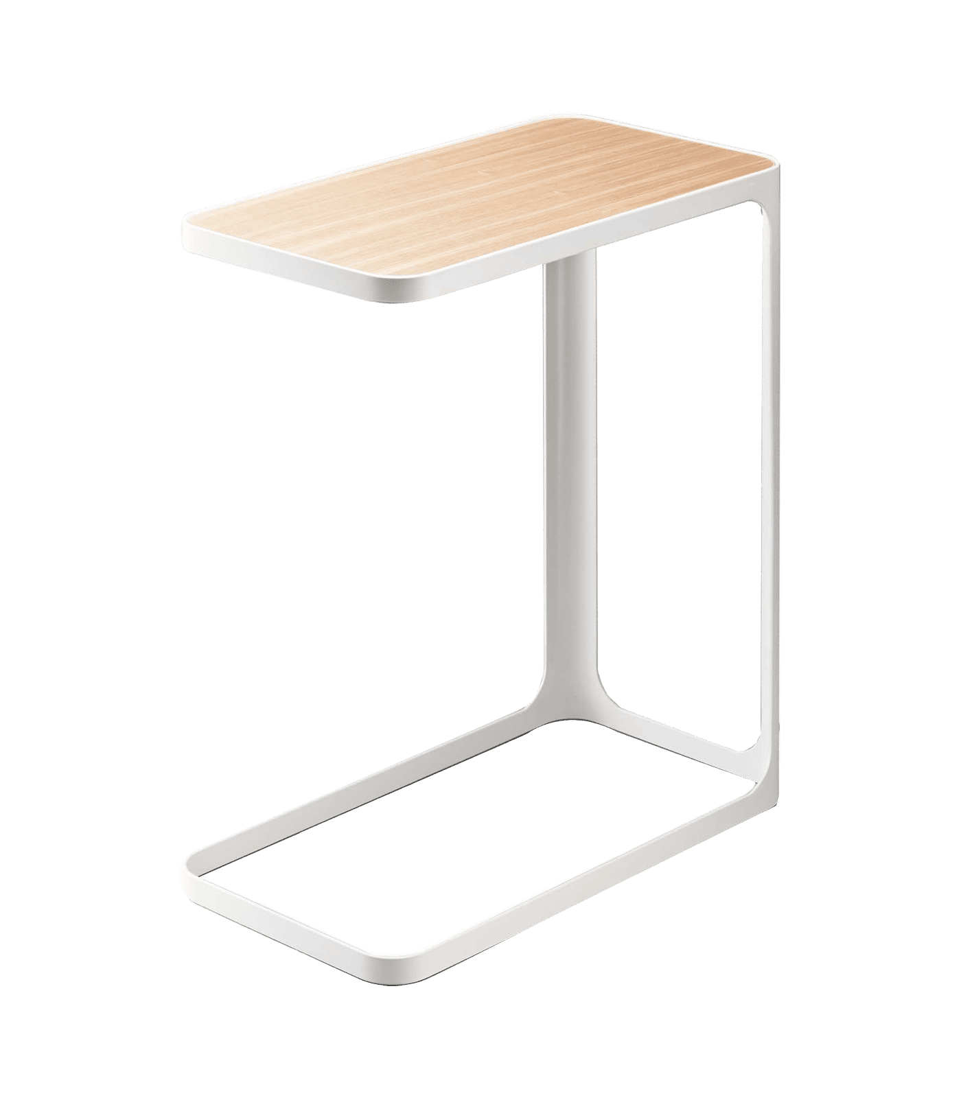 Minimalist Metal and Wood C-Shaped Side Table - Compact and Versatile