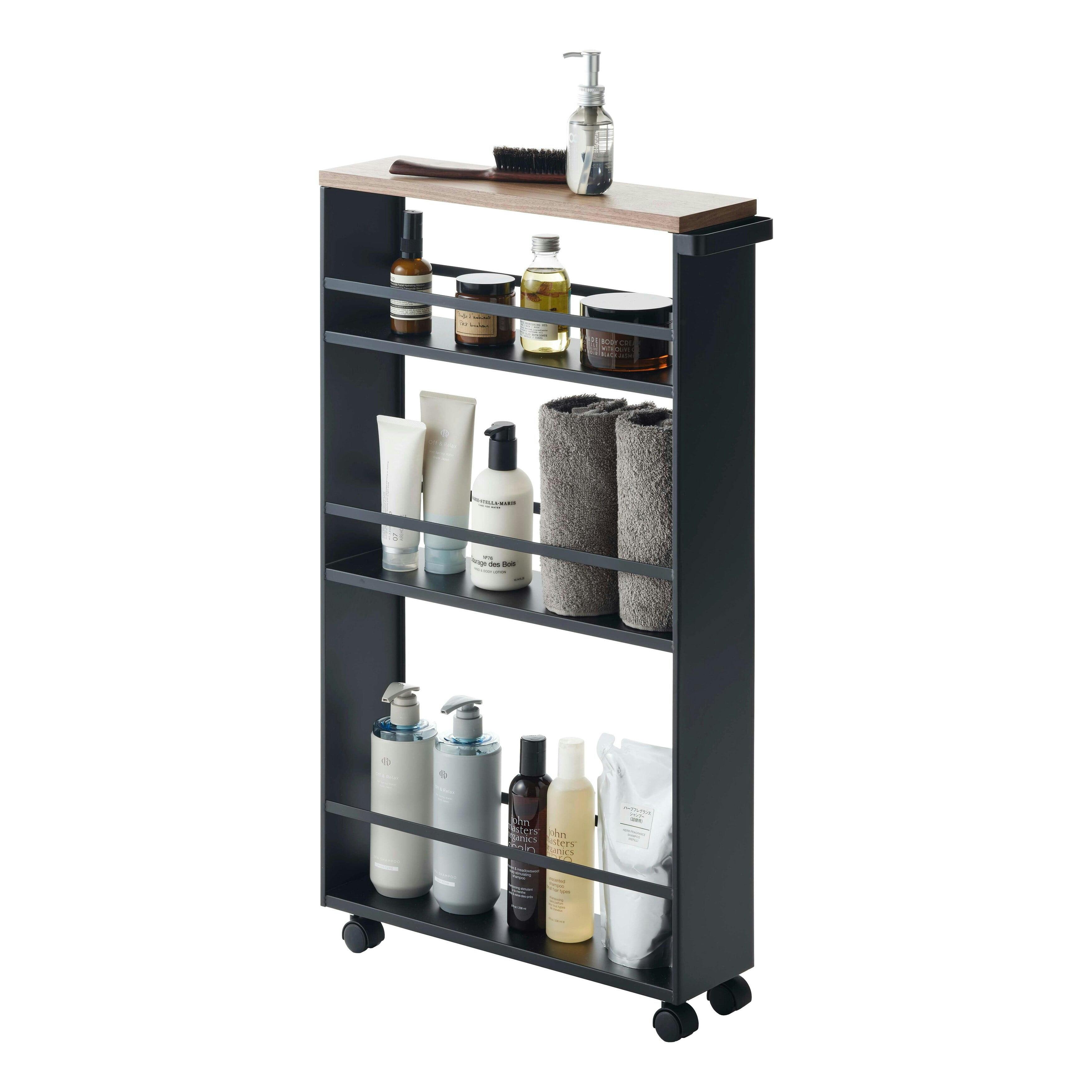 Tower Black Steel Rolling Slim Three Tier Utility Cart With Handle