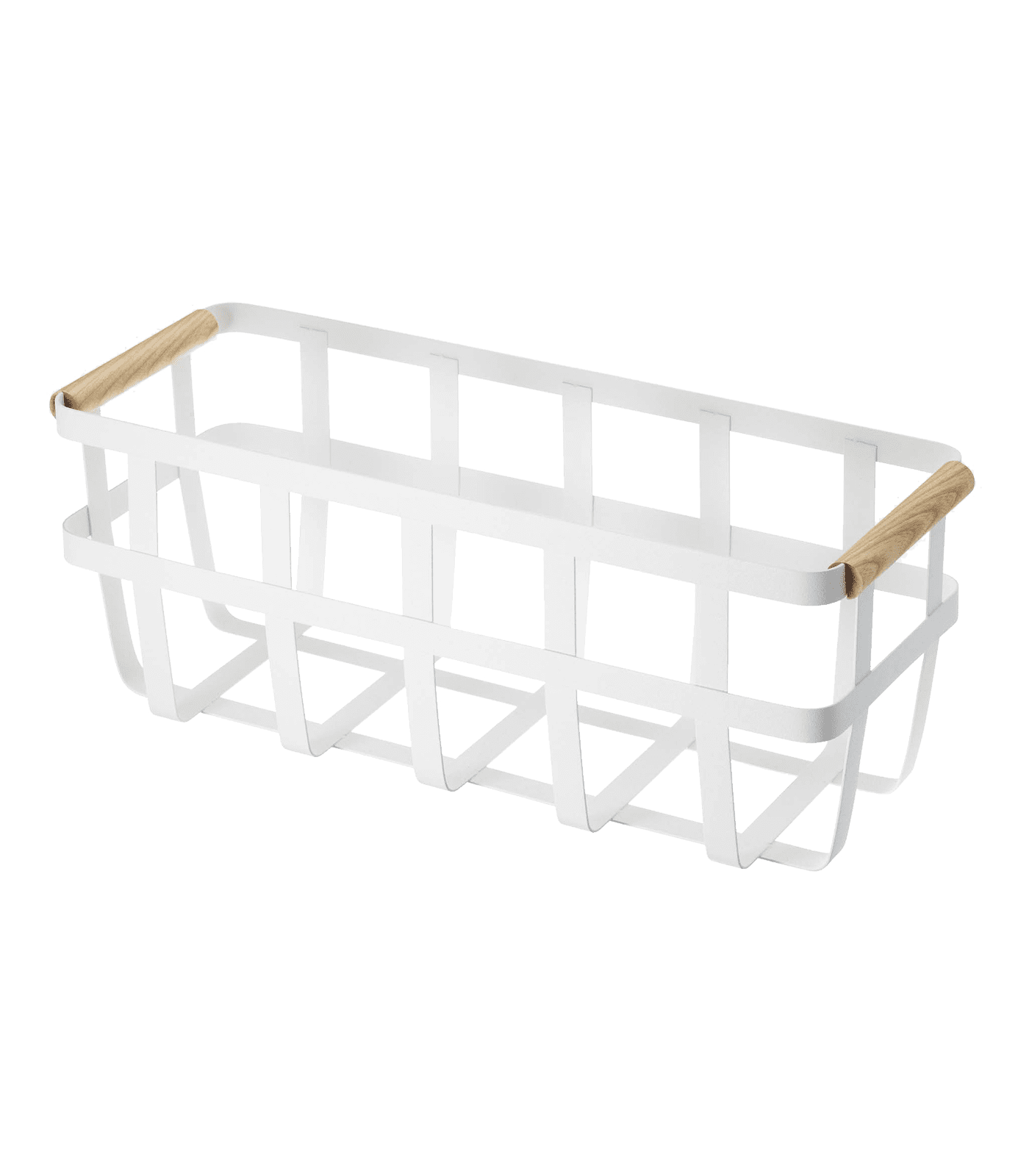 Tosca White Slim Steel and Wood Storage Basket