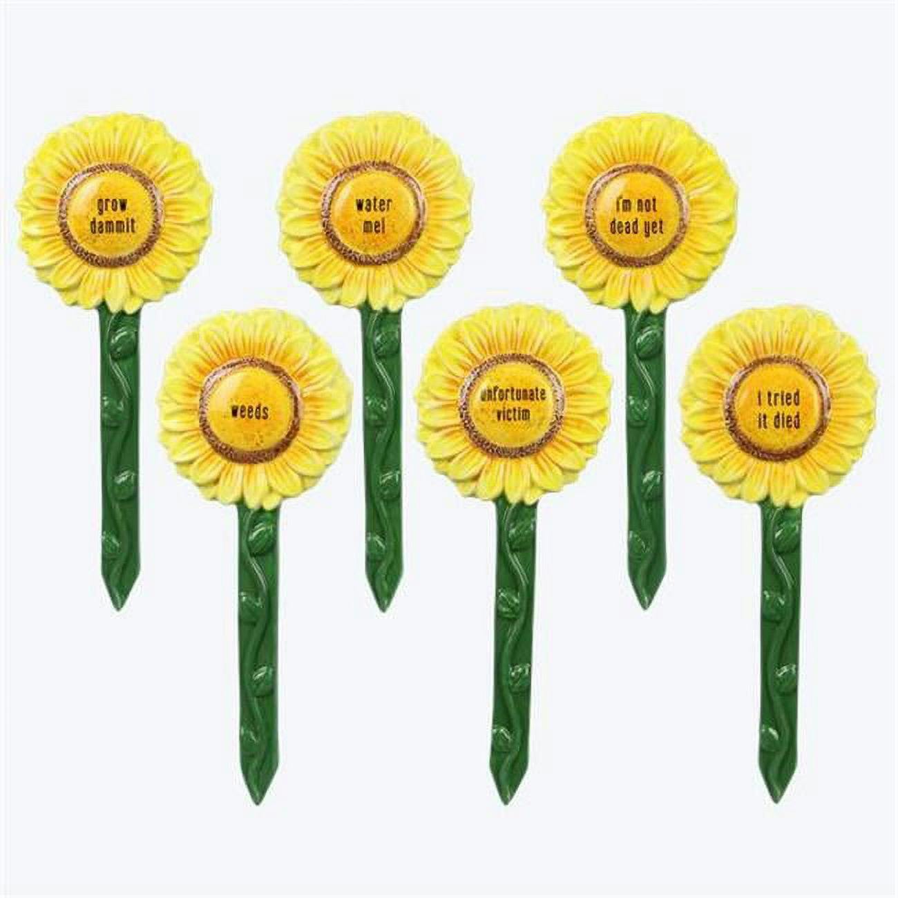 Lively Ceramic Sunflower Garden Stake Set - Assorted Colors, 6 Pieces