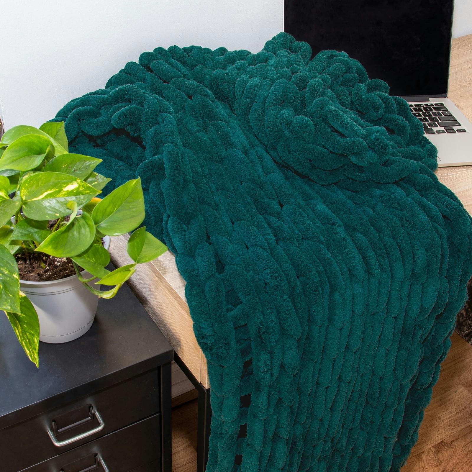 Plush Peacock Chenille Knitted Reversible Throw, 50" x 40"
