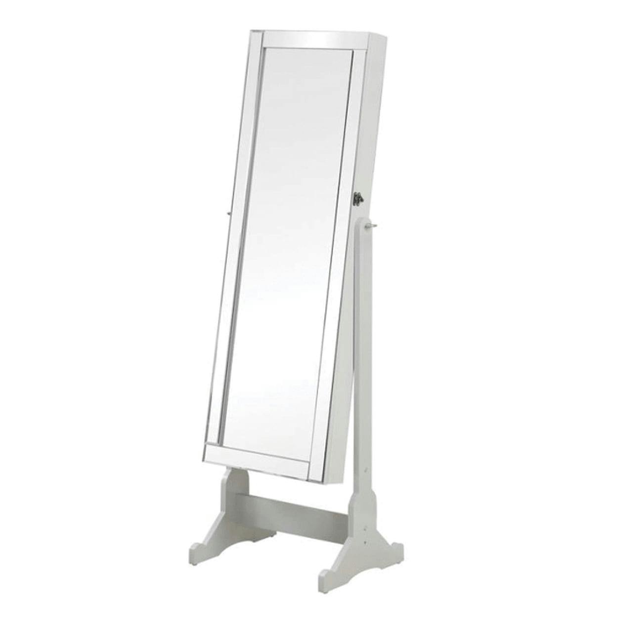Contemporary White and Gray Jewelry Armoire with Full-Length Mirror