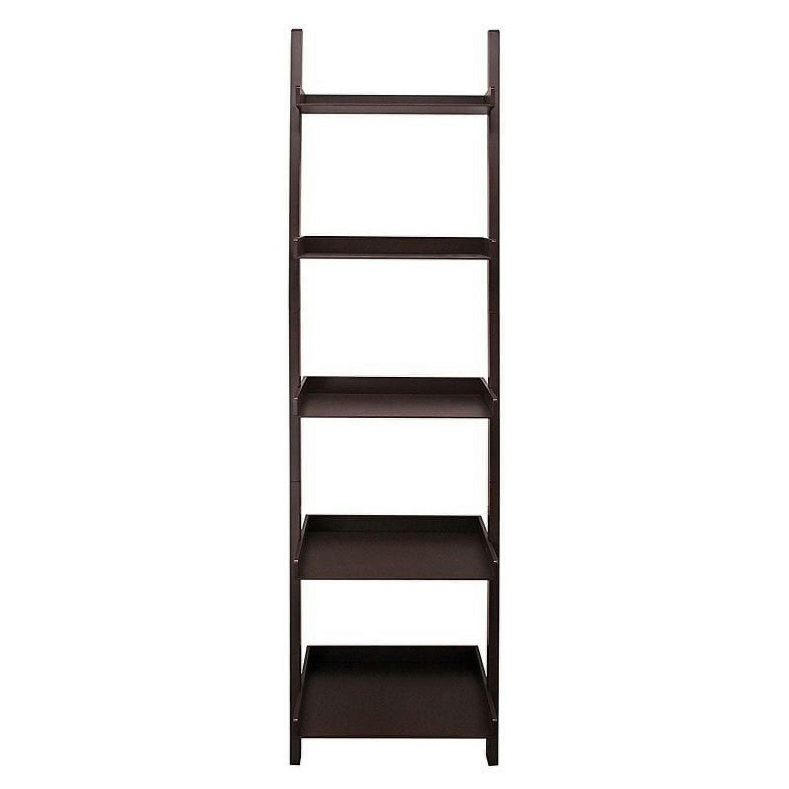 Espresso Modern 5-Tier Ladder Bookshelf in Sleek Wood Finish
