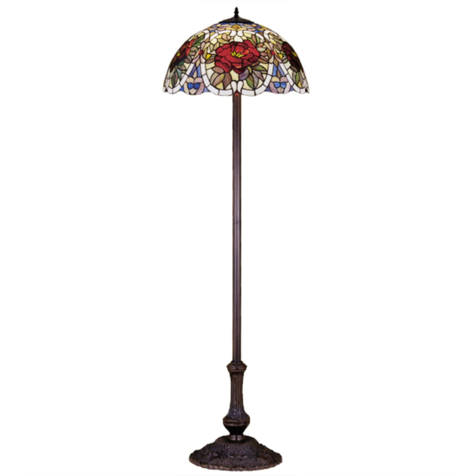 Renaissance Rose 63'' Bronze Floor Lamp with Stained Glass Shade