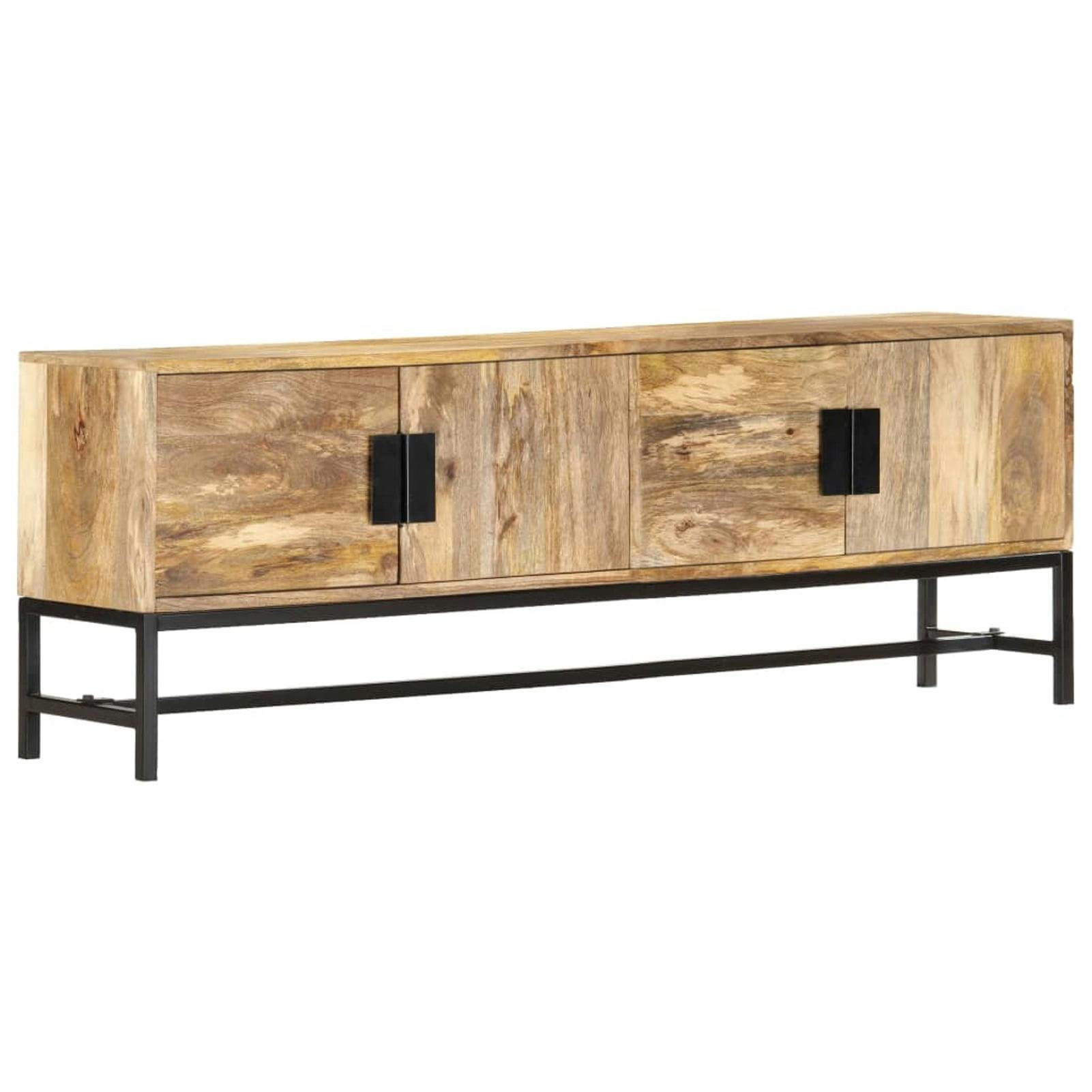 Rustic Charm 55" Solid Mango Wood TV Cabinet with Storage