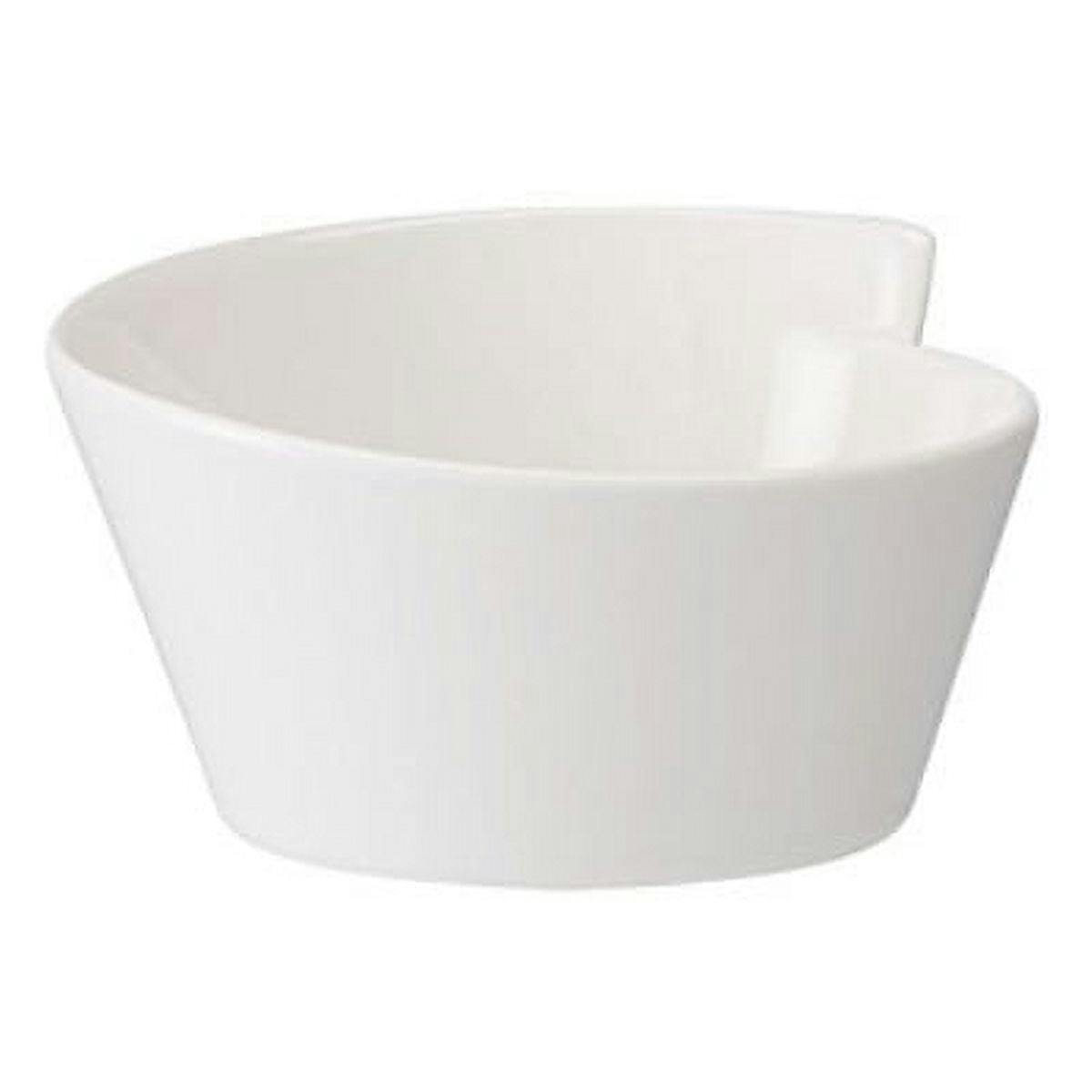 Contemporary New Wave White Ceramic Rice Bowl 15.5 oz