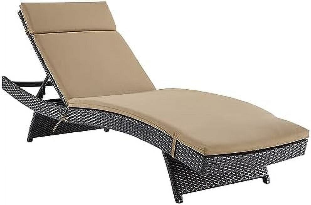 Biscayne Mocha Cushioned Outdoor Chaise Lounger in Dark Brown