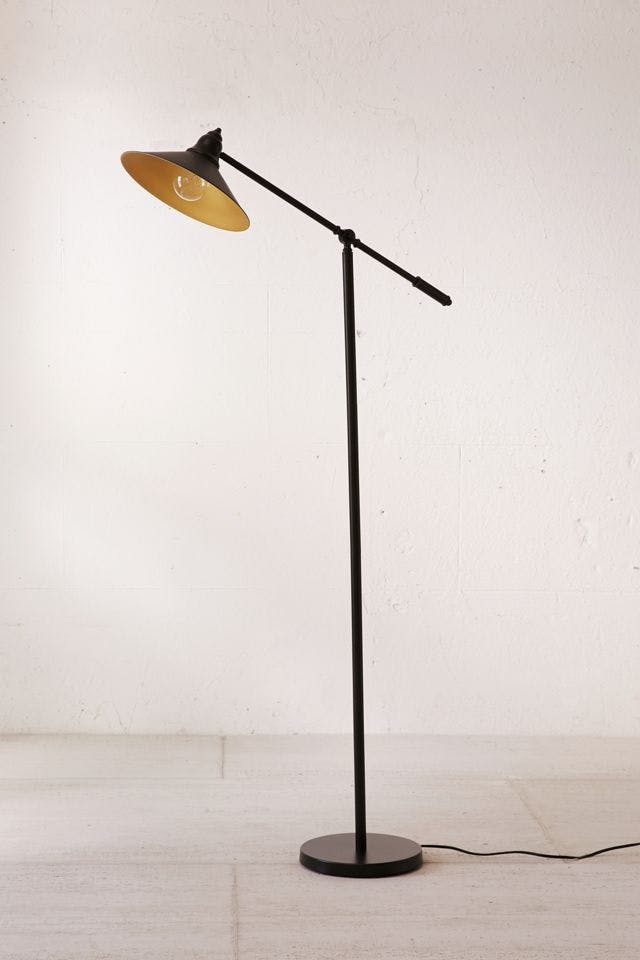 Adjustable Paddy 66'' Black and Gold Industrial Floor Lamp