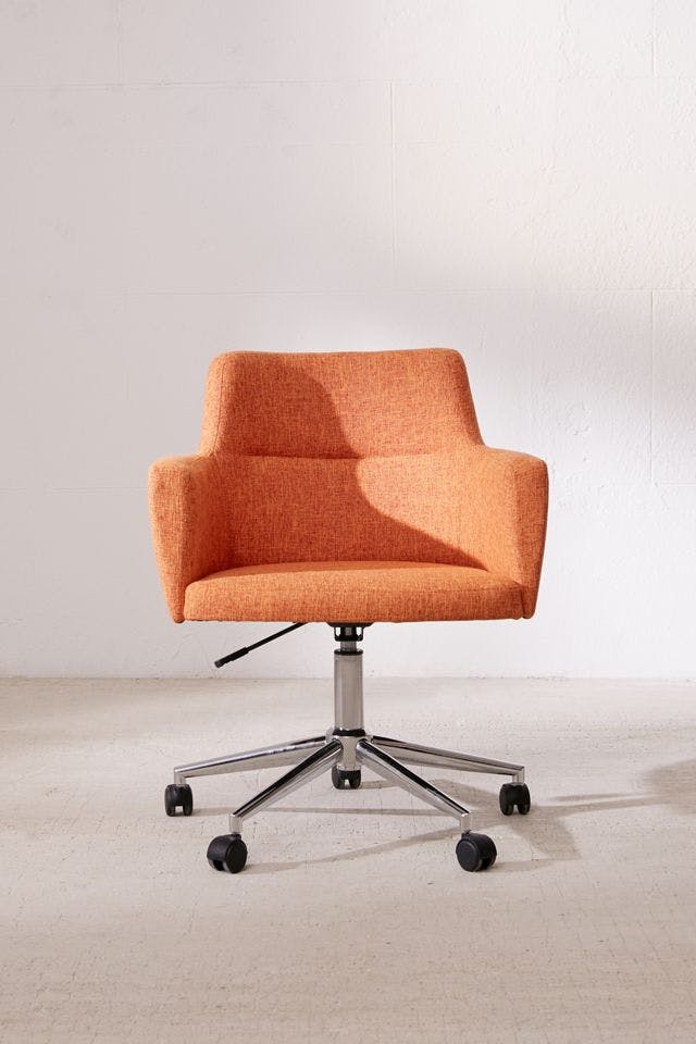 Andrew Contemporary Adjustable Office Chair - Metal, Fabric, Foam In Orange