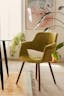 Mid-Century Modern Low Slat Green Upholstered Wooden Arm Chair