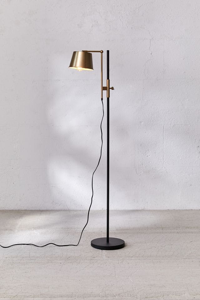 Contemporary Metric Adjustable Black Metal Floor Lamp