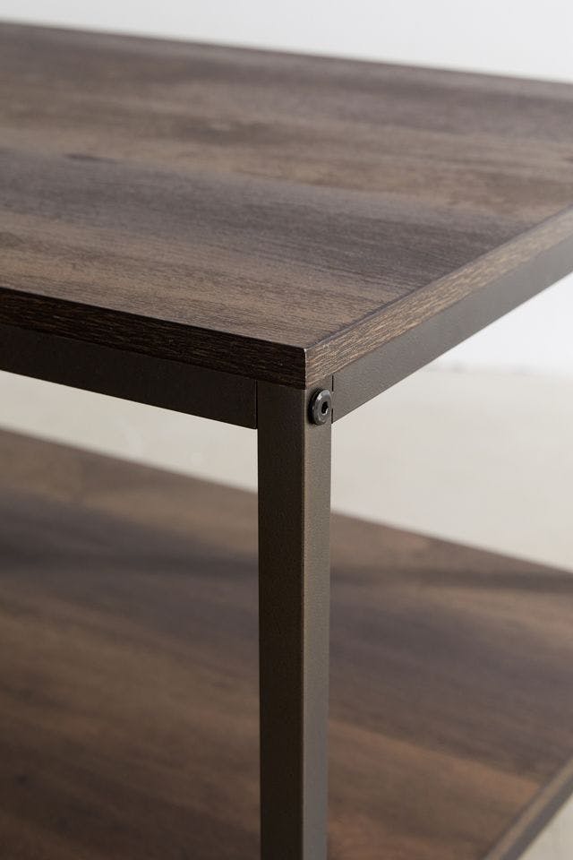 Sleek Industrial Smoke Oak Coffee Table with Metal Frame