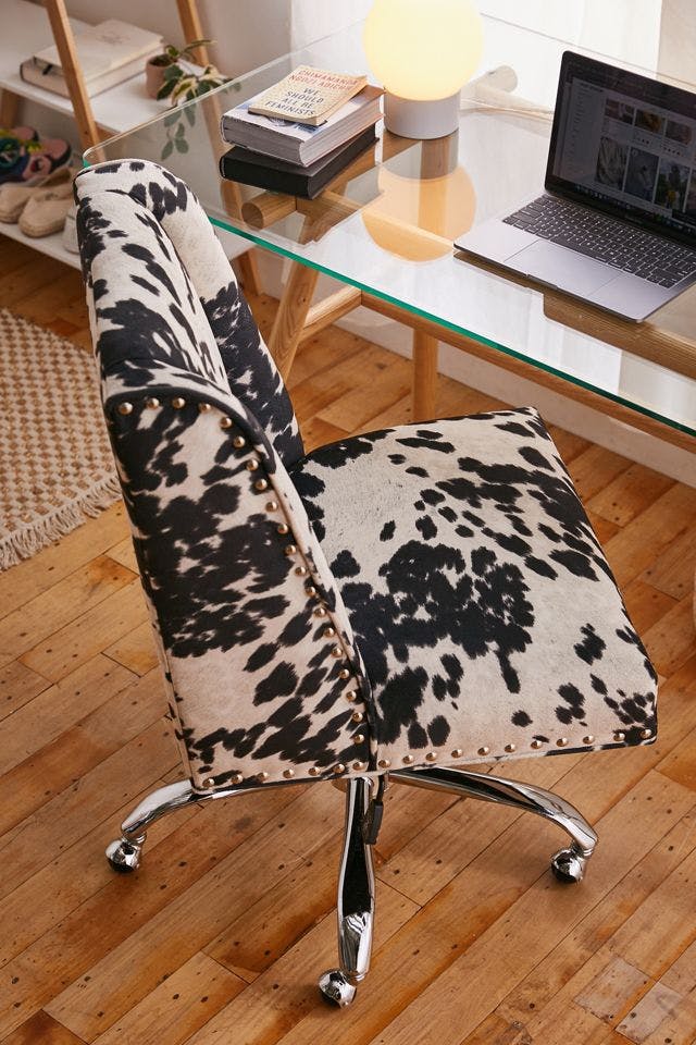 Don Draper Black Cow Print Upholstered Office Chair