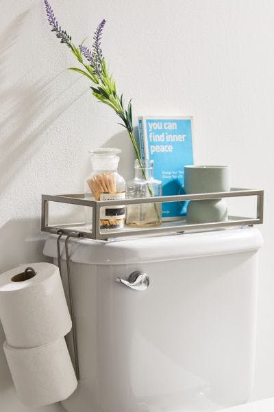 Toilet Storage Tray Satin Nickel Over-The-Toilet Paper and Storage Tray