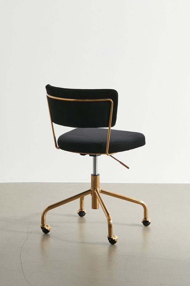 Indoor Home Office Furniture Tania Contemporary Task Chair In Gold Metal And Black Velvet