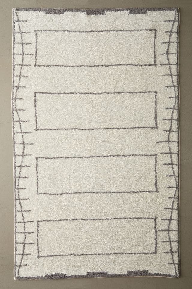 Judson 5' x 8' Ivory Washable Wool Geometric Area Rug