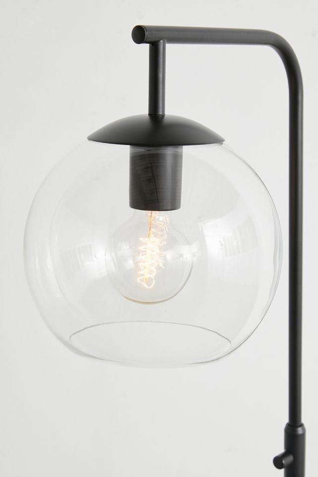 Edison Inspired Black Metal and Clear Glass Globe Floor Lamp