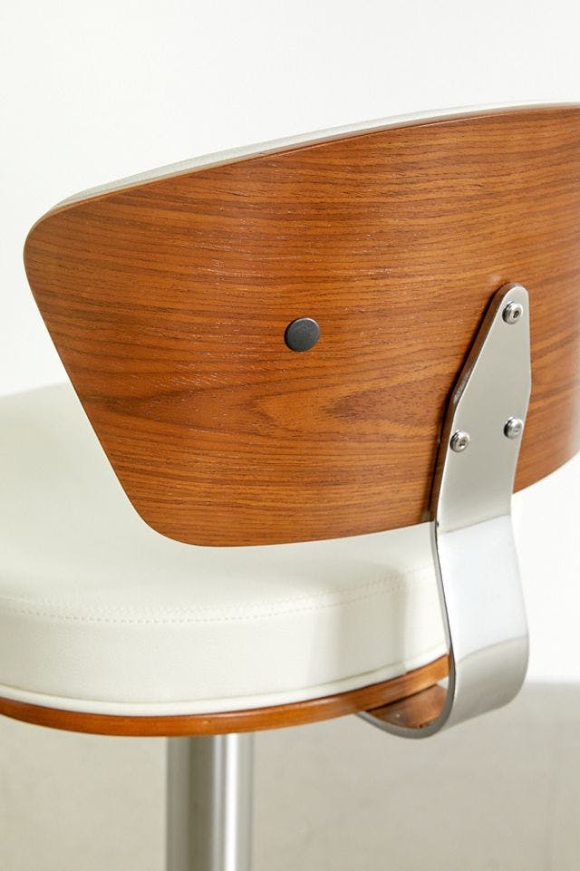 Walnut & White Faux Leather Adjustable Swivel Barstool