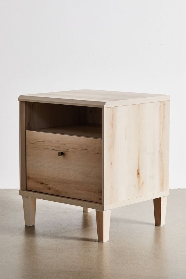 Pacific Maple Modern 1-Drawer Nightstand with Open Shelf