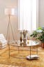 Claire Round Satin Gold Clear Glass Coffee Table