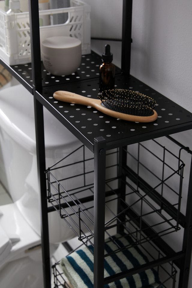 Reversible Black Bathroom Storage Shelf