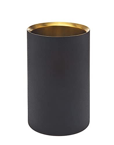 Elegant Black and Gold Insulated Wine Chiller for Outdoor Use