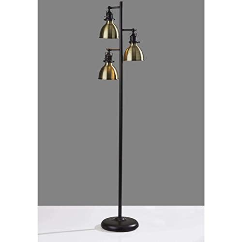 Antique Brass & Bronze Adjustable Triple-Head Outdoor Floor Lamp