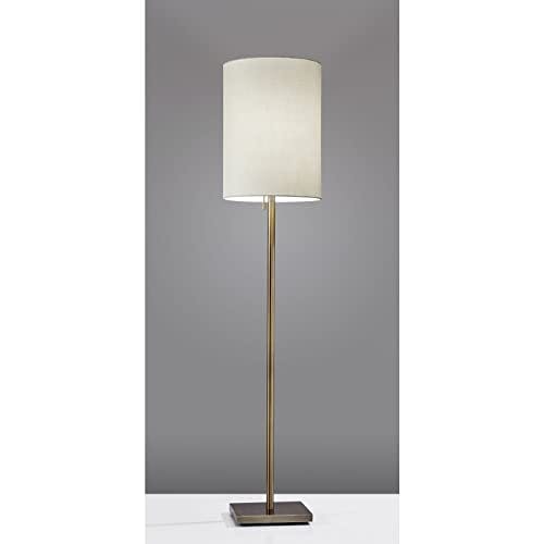 Elegant Antique Brass 60'' Floor Lamp with Beige Textured Shade