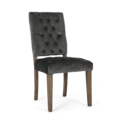 Christopher Knight Home Carolina Velvet Dining Chairs, 2-Pcs Set, Charcoal